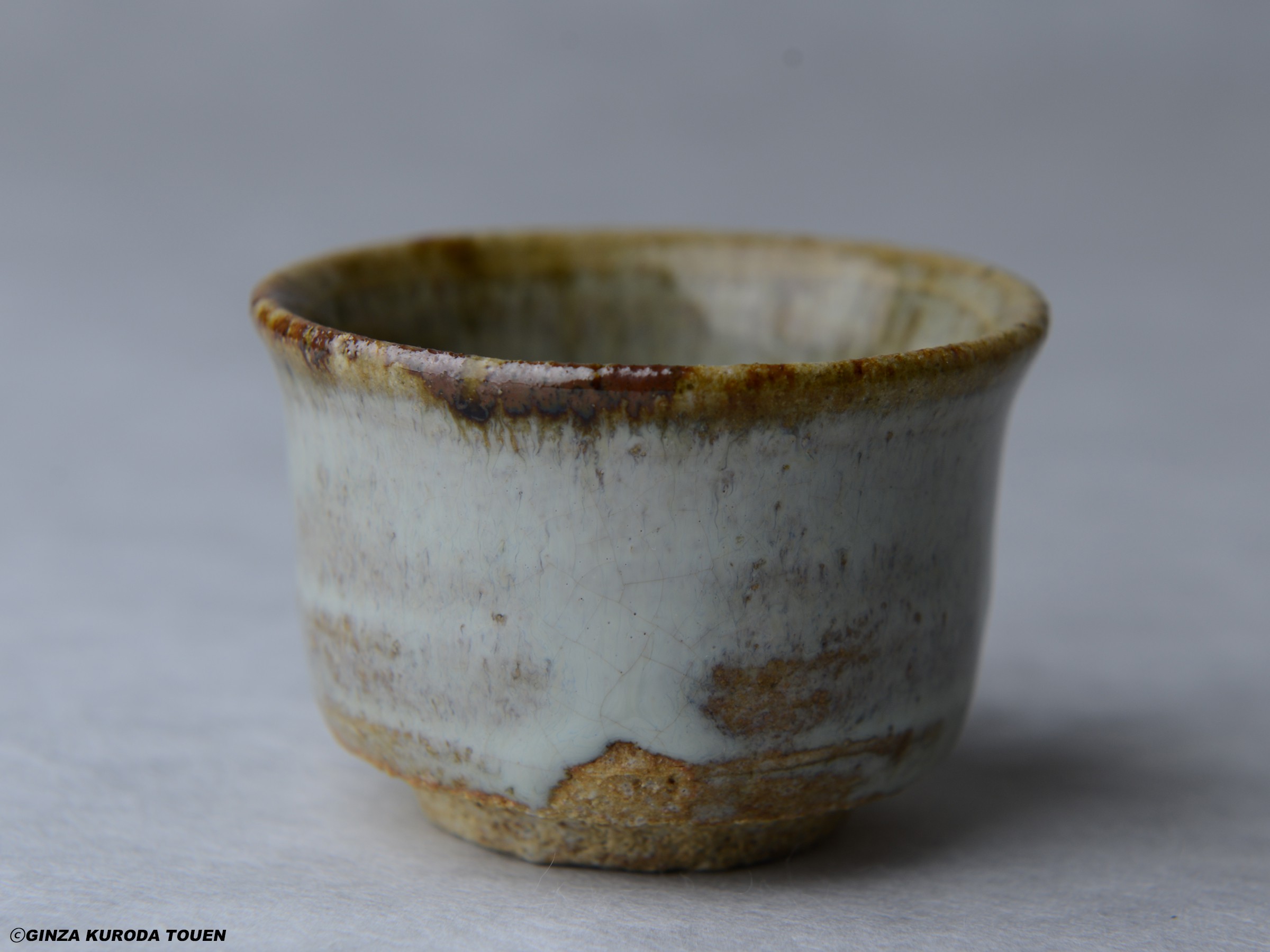 古唐津焼 桃山時代 岸嶽系 斑唐津ぐい呑み 木箱付き