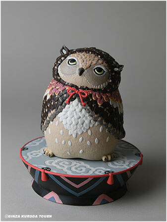 小林佐和子練込小皿だるまと猫現代アートアンティーク