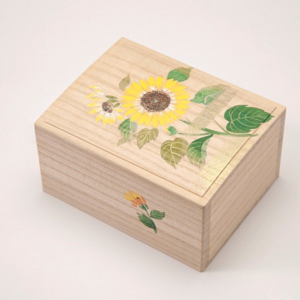 花暦絵入り小箱 8月の花【ひまわり・はす】 | 桐箱の箱藤商店 | 京もの