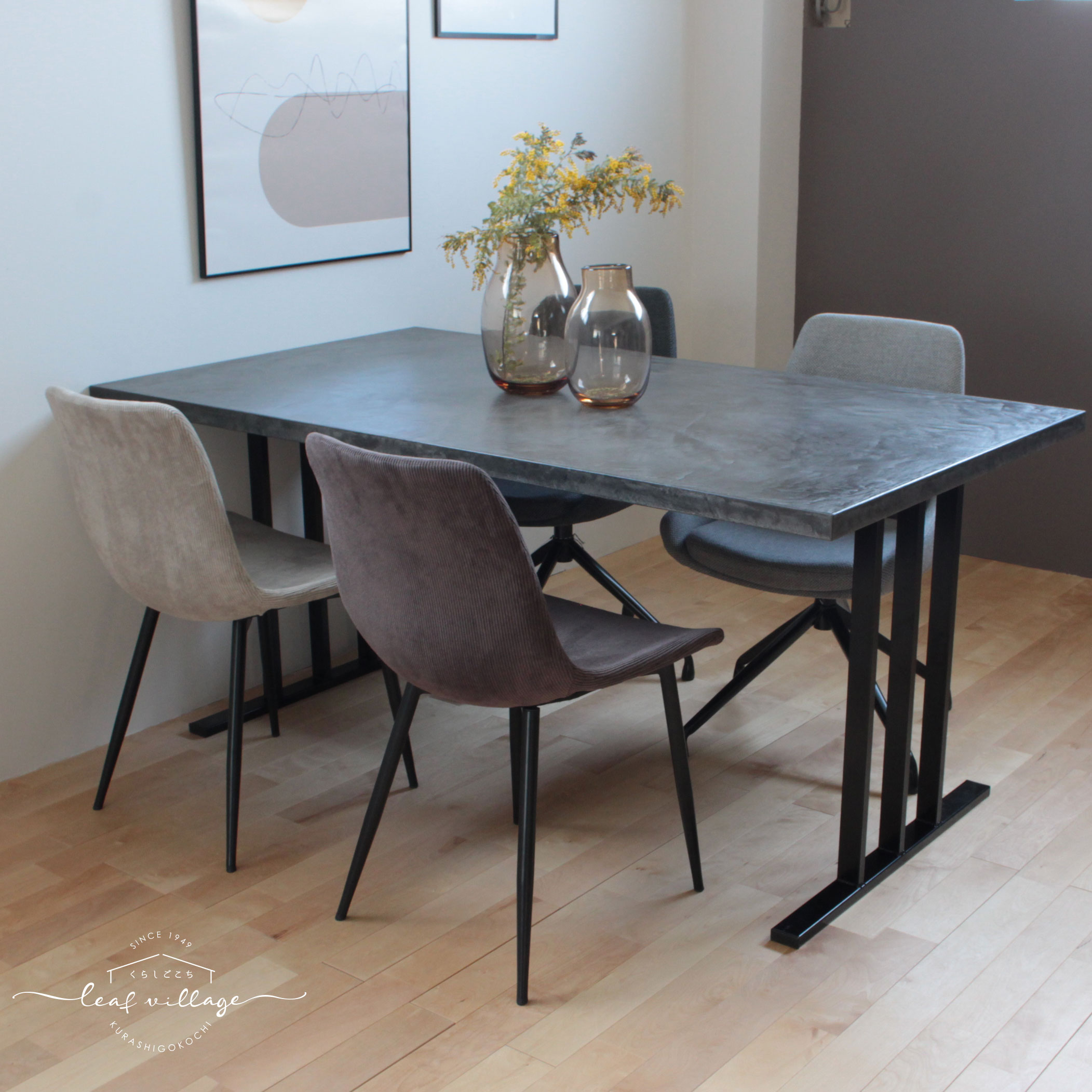 2024 インダストリアルテーブル モルタル風塗装 モルタル調天板を自作