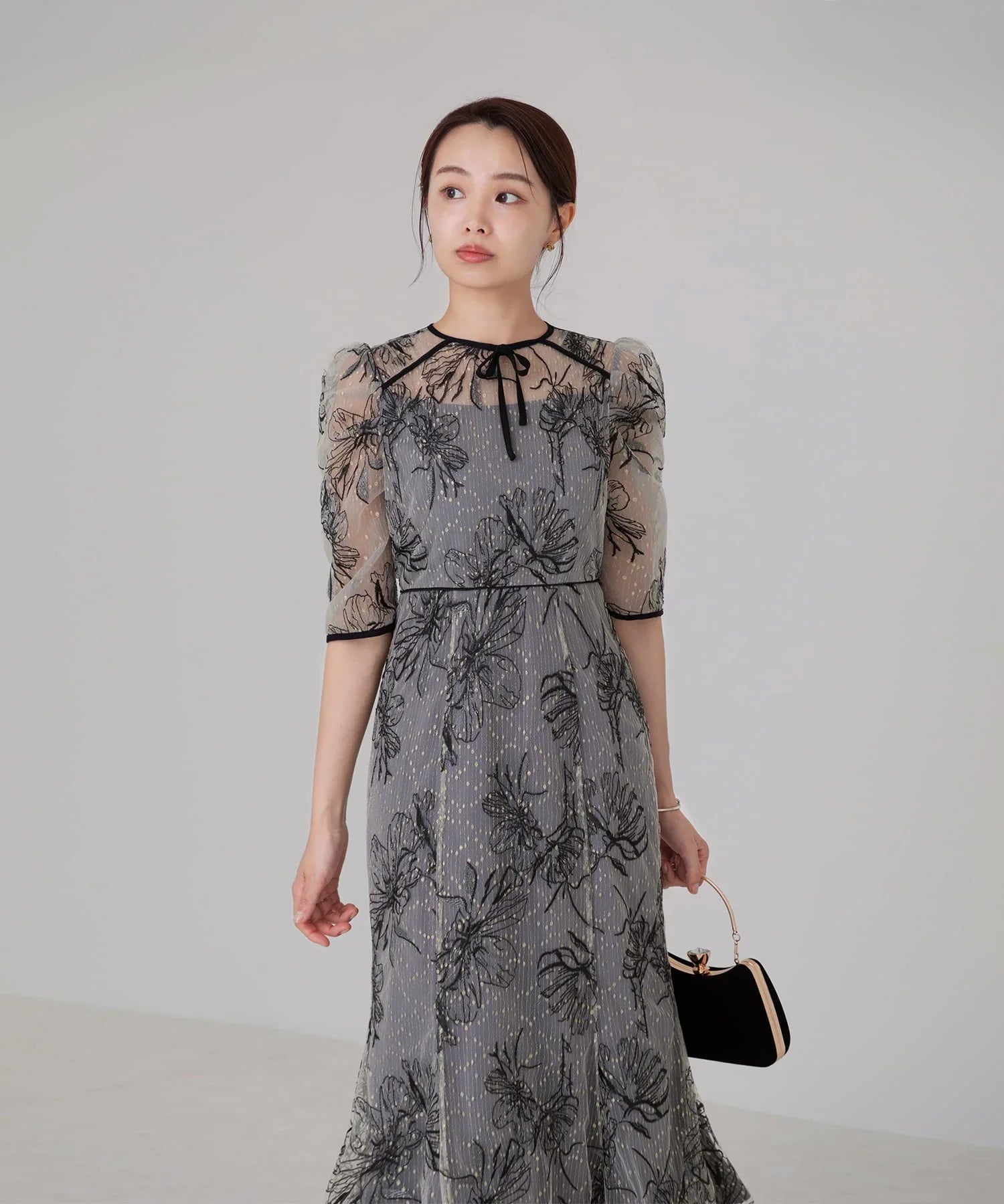 フラワーレースシアーフリルマーメイドドレス Leja LEJA フラワー