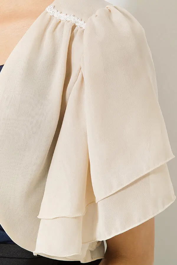 袖ティアードシャンパンベージュボレロ | REPLETE | Cx-1366 | 結婚式