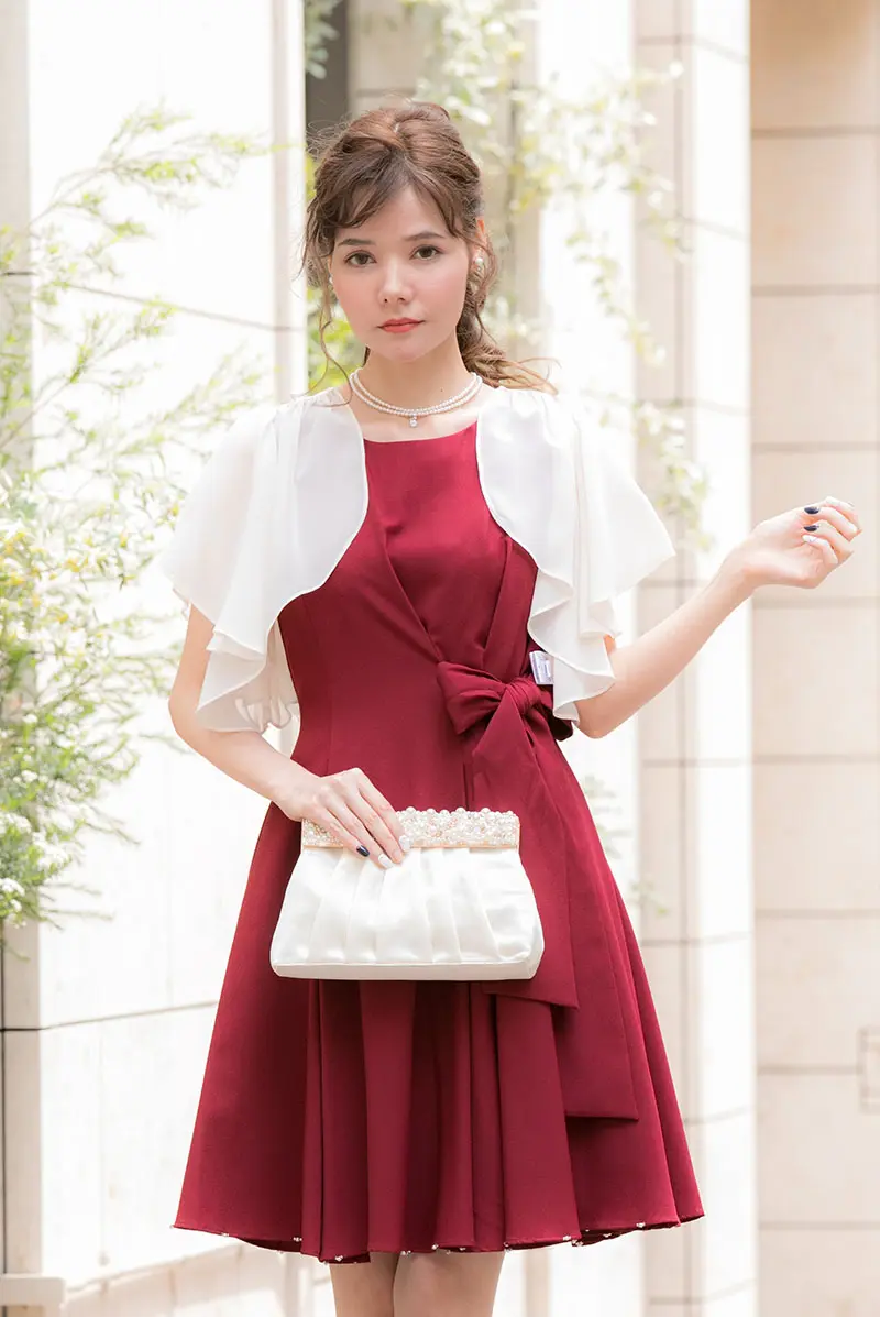ワインレッドのサイドリボンドレス | Dorry doll | M | 結婚式
