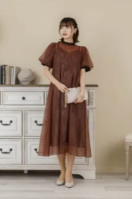 オレンジのシアーAラインドレス | Dorry doll | M～マタニティ