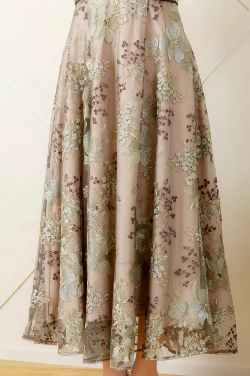 グリーンのフラワーエンブロイダリードレス | Dorry doll | M | 結婚式