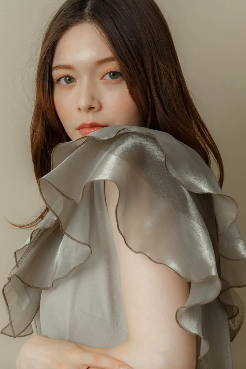 ミントのグロッシーラッフル付きドレス | ANDRESD | M | 結婚式