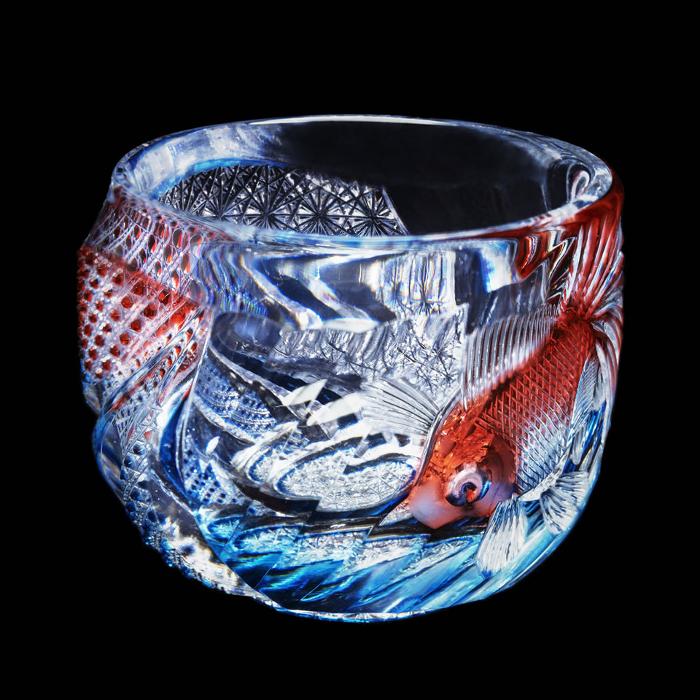 但野英芳 江戸切子 グラス 希少 青 但野英芳 江戸切子 グラス 希少 青