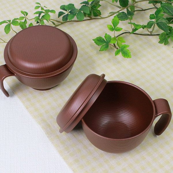 dショッピング |茶碗 370ml ふわっと 取っ手付き フタ付き 木製風