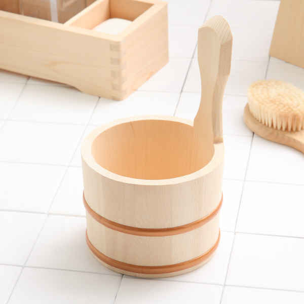 木製手桶 ゆ 片手湯桶 木製 手桶 桶 おけ 天然木 （ 手おけ お風呂 浴