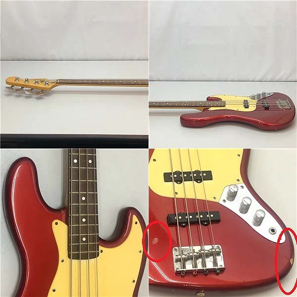 BUSKERS（バスカーズ） エレキベース 赤 ベース ストラト ジャズベース