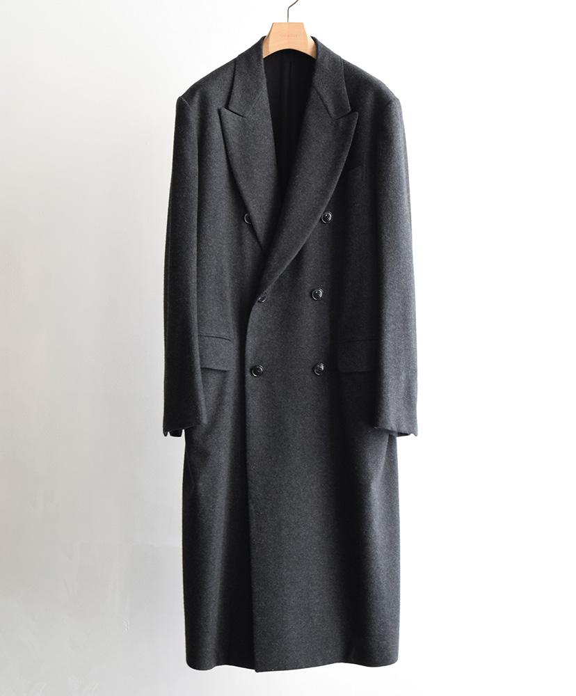 vintage カシミヤチェスターコート ダブル チャコールグレー/EW311