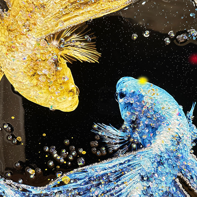 アートパネル 金魚 金魚 ガラスアート 壁掛け