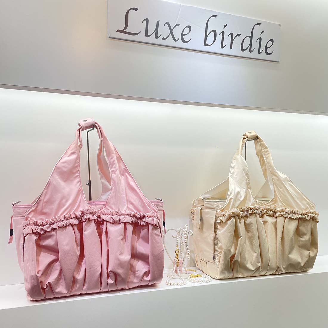 クリームファセットキャリー M【小型犬キャリーバッグ】 【Luxe birdie