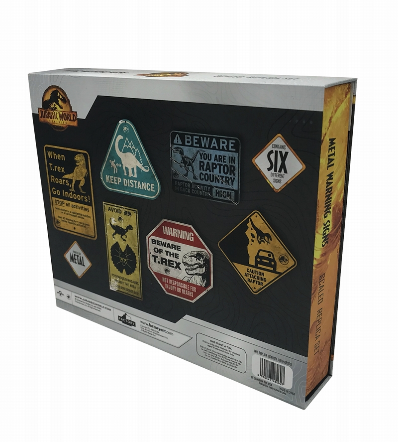 ジュラシック・ワールド/ メタル ワーニングサイン 6種セット スケール