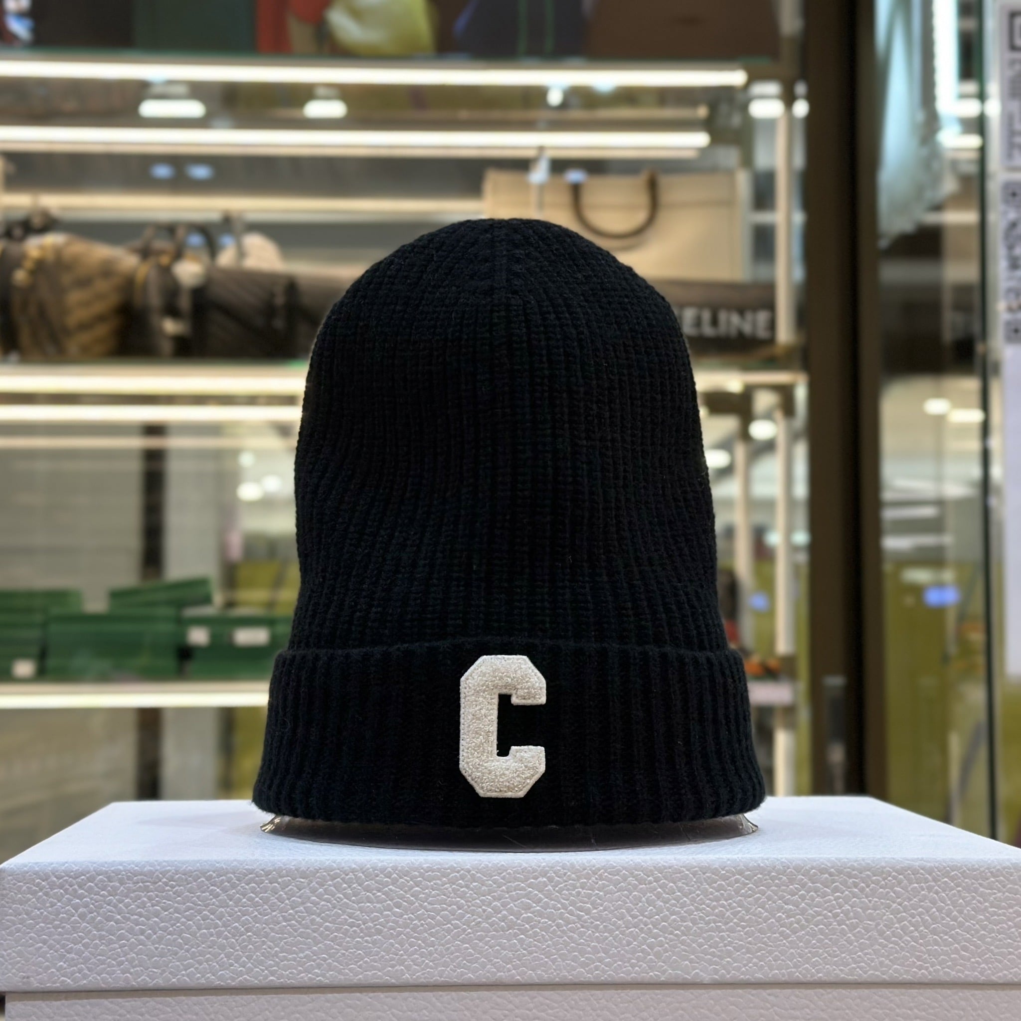 CELINE Initial Ribbed Wool Beanie - Madame N Luxury