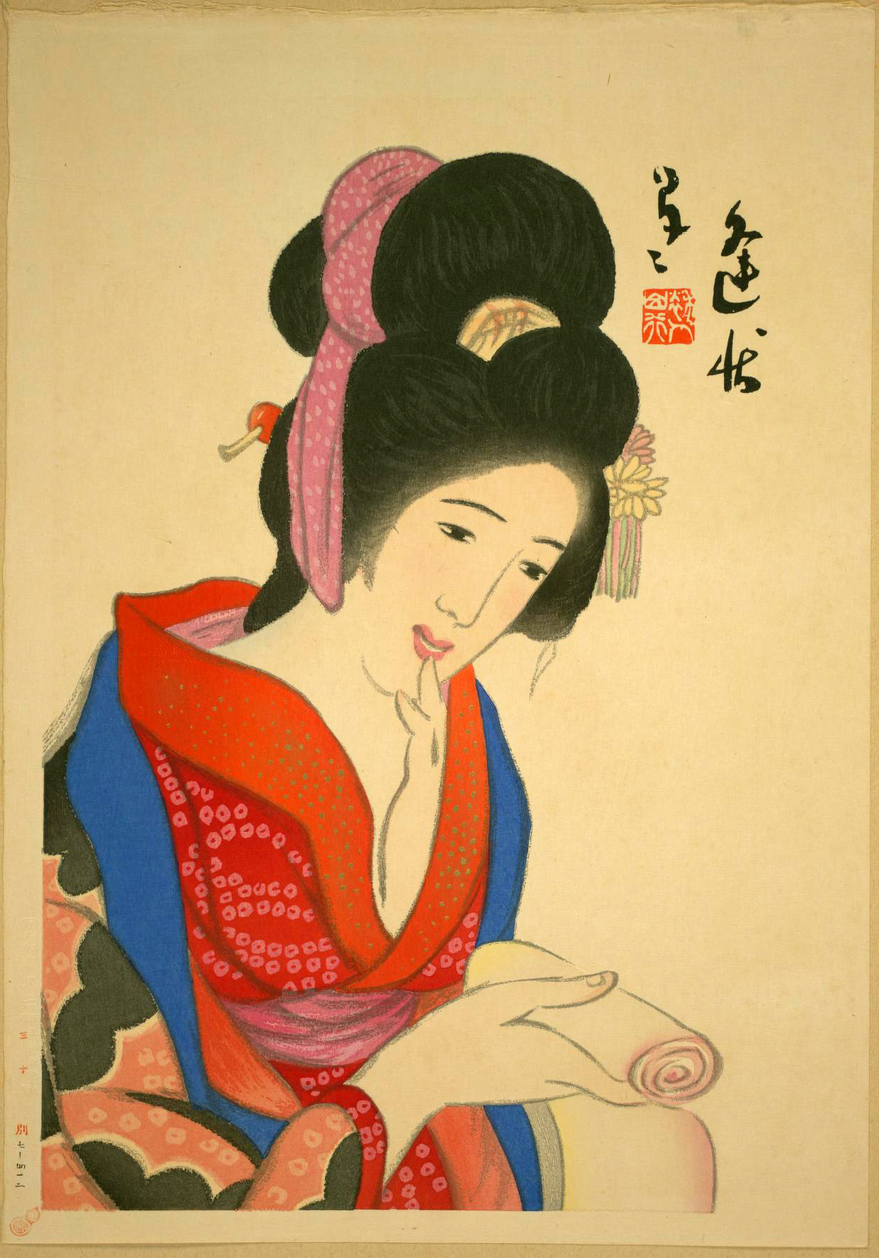 竹久夢二[舞妓] リトグラフ サイン有り エディション有り 竹久夢二 女