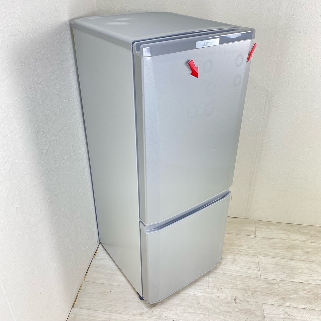 冷蔵庫 MITSUBISHI 三菱 MR-P15A-S 2017年製 2D 146L シルバー 中古品