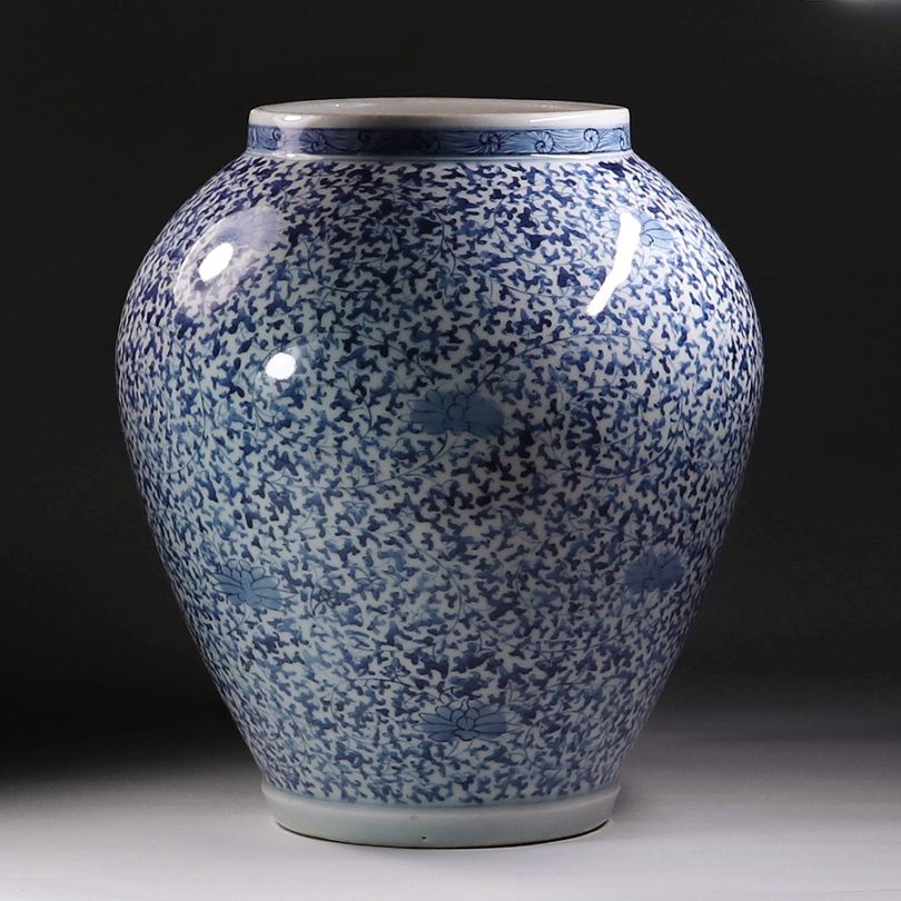 古伊万里 染付牡丹唐草文大鉢 江戸時代中期(元禄)頃 優品 古伊万里 染