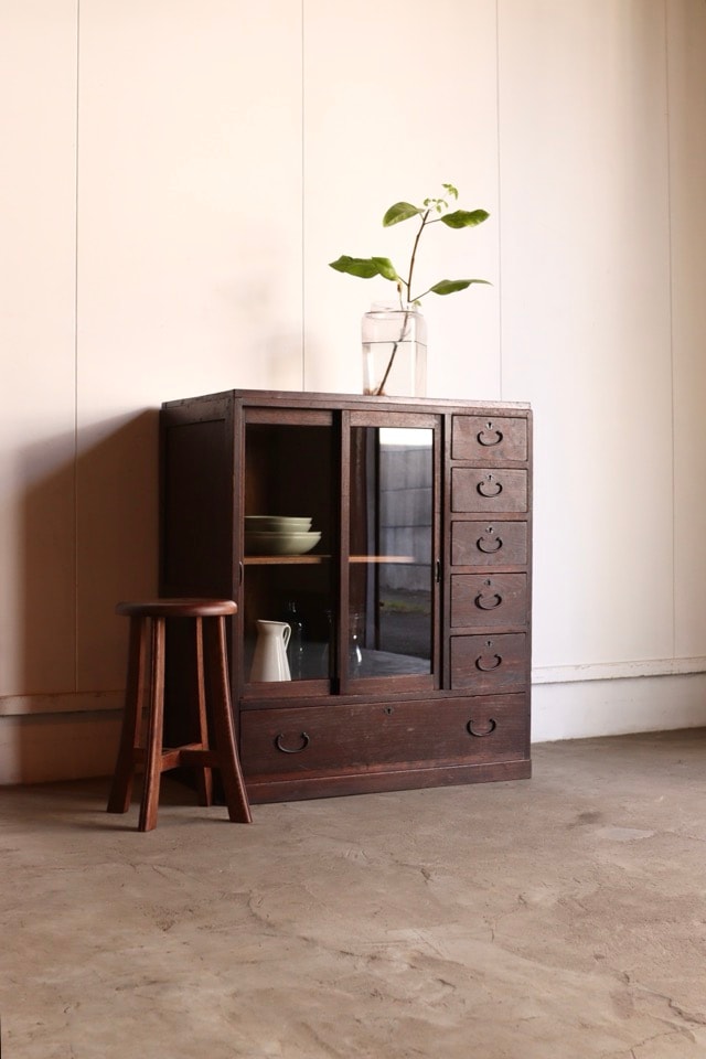 引戸棚/水屋箪笥,ガラス引戸棚 | 古家具古道具 そうすけ