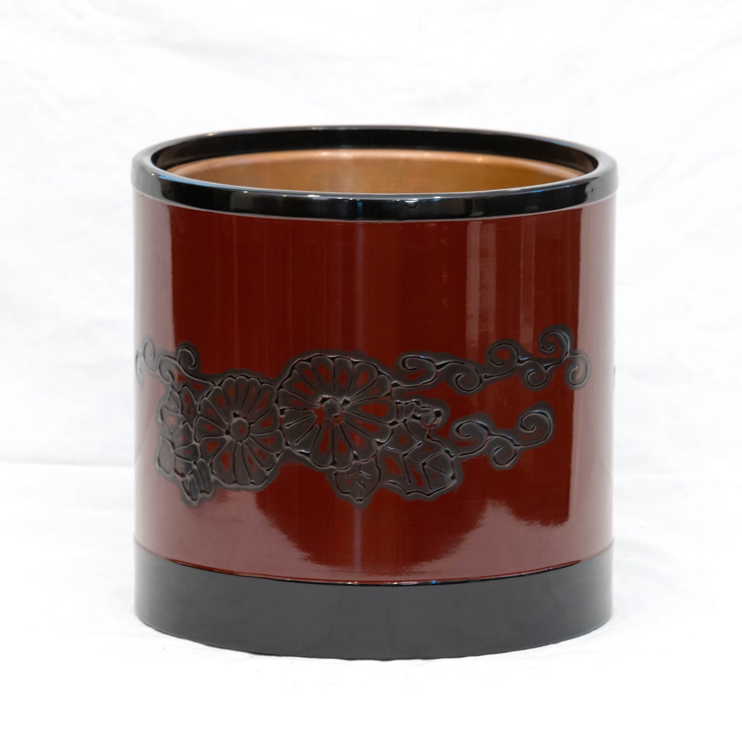 昭和レトロ 縦長火鉢 時代物 立ち火鉢 手あぶり 陶器 高さ約63