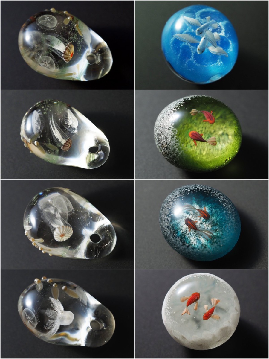 貴重です！ 増永元さん彩元堂 とんぼ玉 光る魚石 貴重です！ 増永元