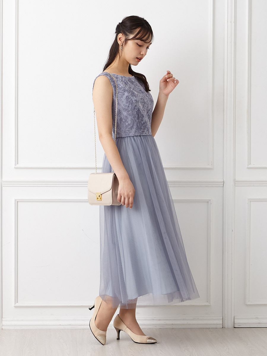 AIMER グリッターチュールフロントギャザー袖付きレースアップ