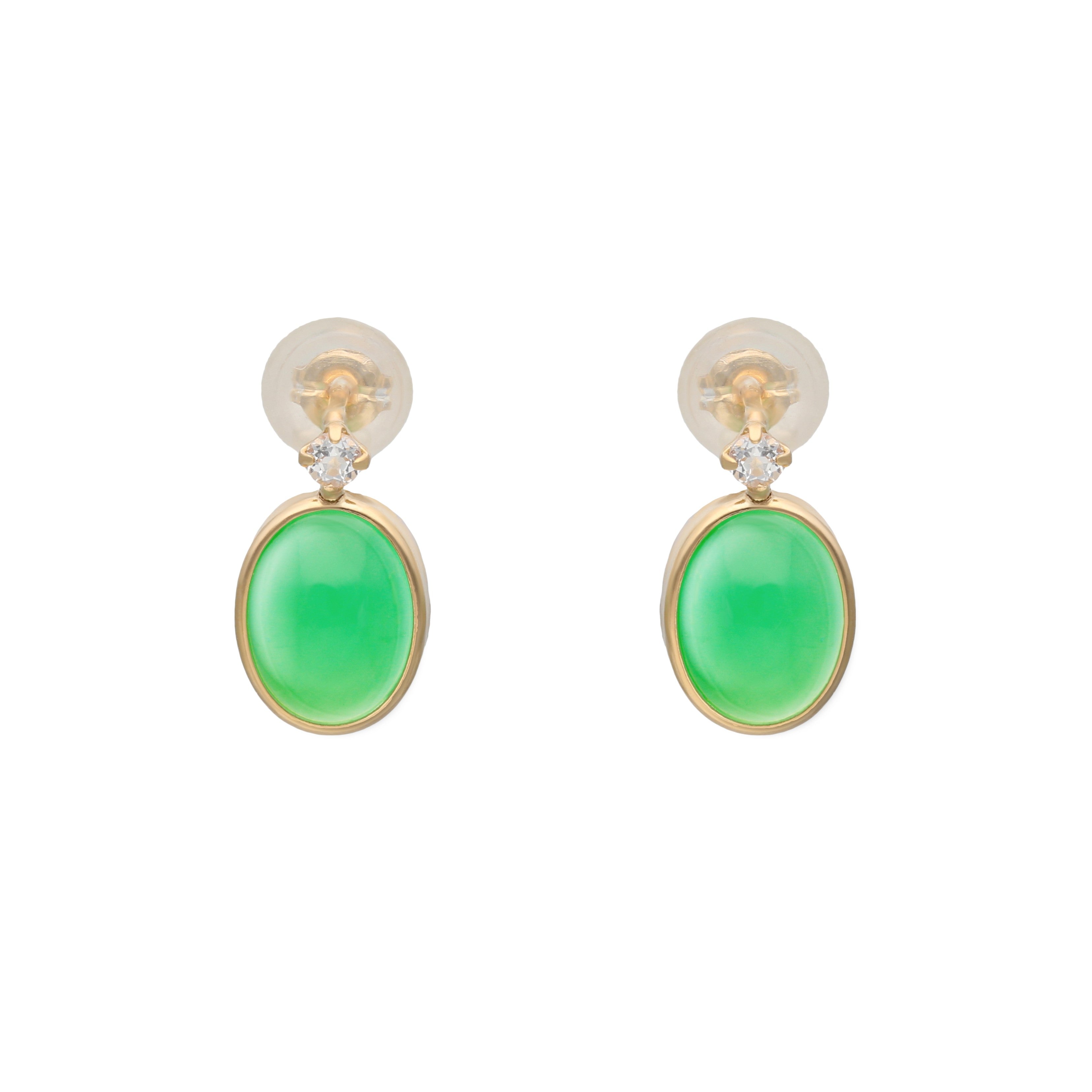 K10 クリソプレーズ × ホワイトトパーズ スタッドピアス - me