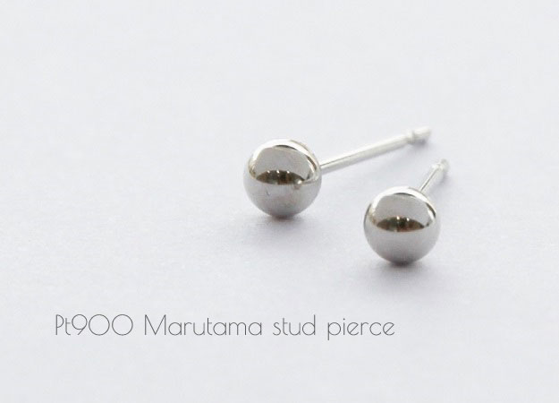 Pt900 プラチナ-華奢シンプルピアス「丸玉スタッドピアス」 | 華奢