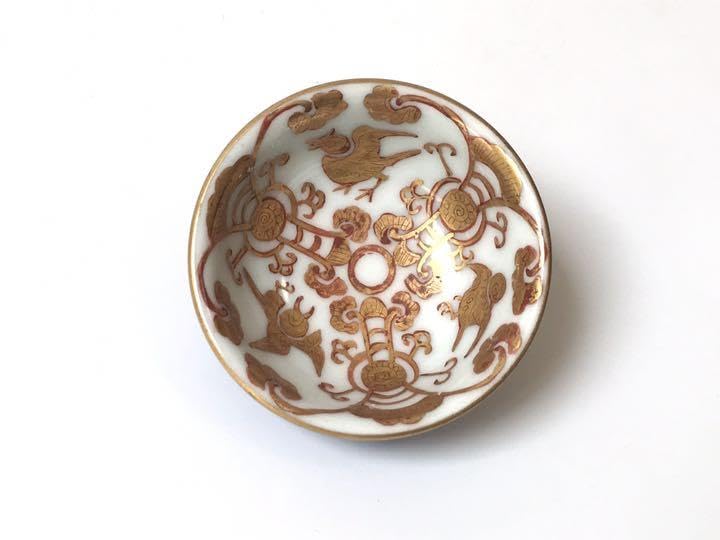 Amazon.co.jp: 骨董 アンティーク 大日本永楽造 金彩 染付 煎茶碗 酒器