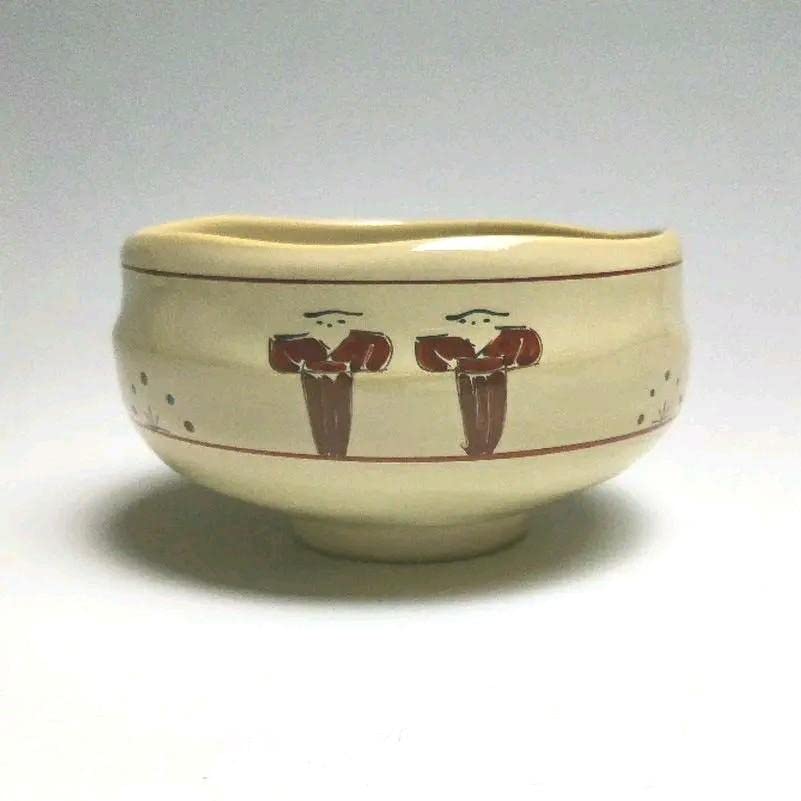 Amazon.co.jp: 赤膚焼 奈良絵茶碗 大塩昭山作 21-040 : ホーム＆キッチン