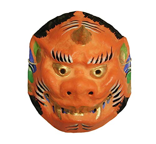 Amazon.co.jp: 歴史のある古和紙のお面「嵯峨面」 魔除けのご利益『赤