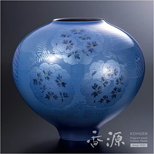 Amazon.co.jp: 九谷焼 10号壷 淡青釉裏銀彩花文 中田一於 限定