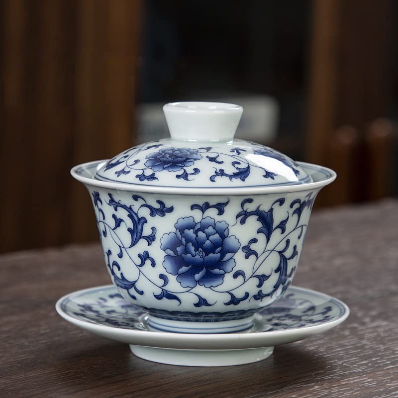 鯖龍紋三才蓋碗 中国茶器 景徳镇 蓋付き茶器 飲茶食器 煎茶具 未使用品