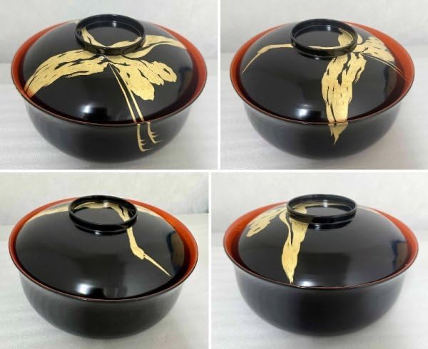 Amazon.co.jp: 保管品 平安堂 造 呉藤友乗 翔鶴 蒔絵 食籠 漆椀 共布