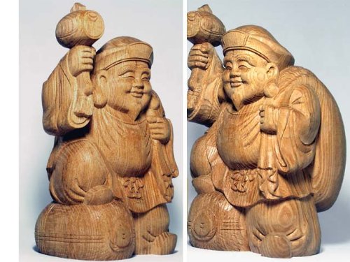 欅彫刻浮彫り大黒様壁飾り骨董