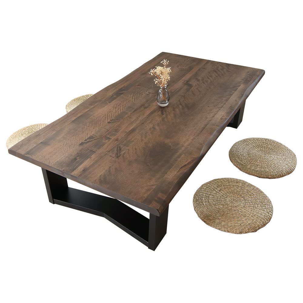 無垢材 一枚板風 座卓 引き出し付 和モダン 天然木 ローテーブル 職人