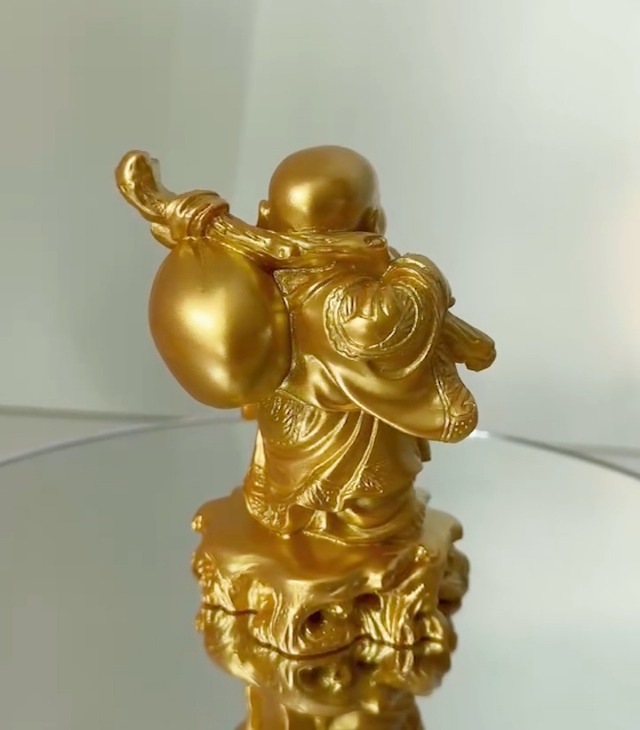 銅製 仏像黄金袋弥勒仏仏像 めでたい如意 楽観仏 工芸品 置物 銅製