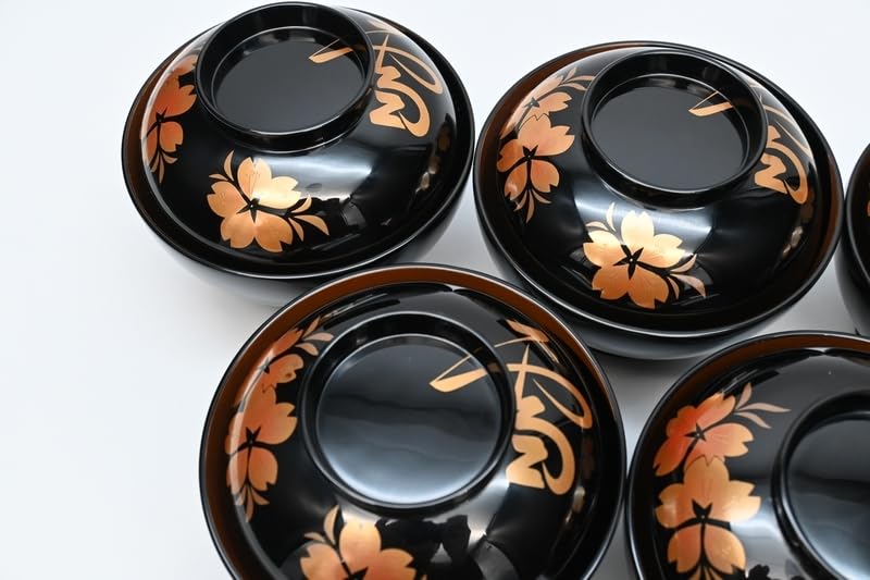 専用！風情ある糸目地に優美な雲錦蒔絵の映える煮物椀5点（検輪島塗