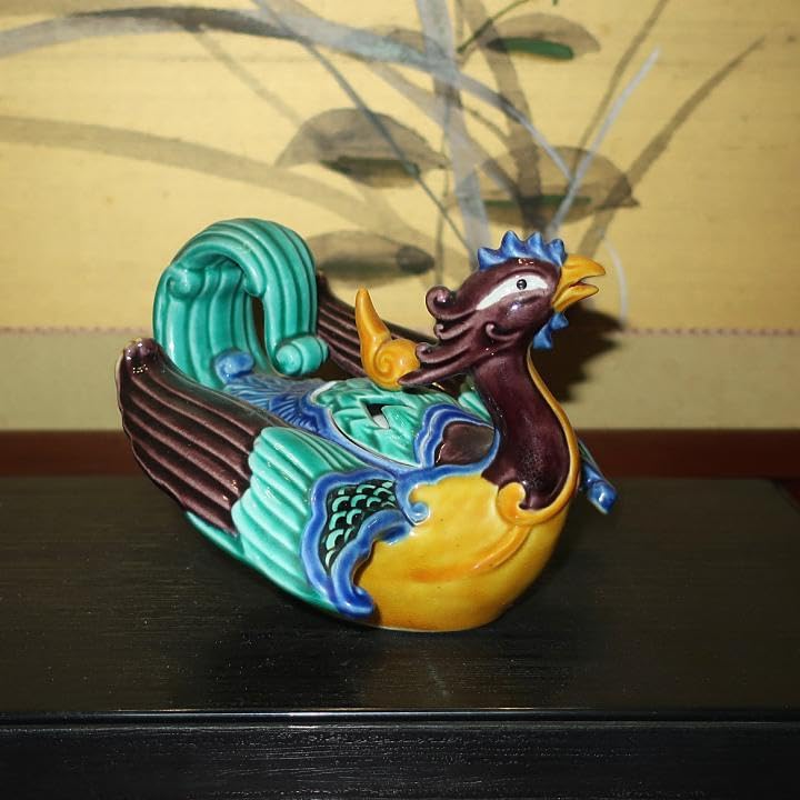 九谷焼 香炉 陶芸家 木田弘之 彩釉瑞鳥 蓋なし品 九谷焼 香炉 陶芸家