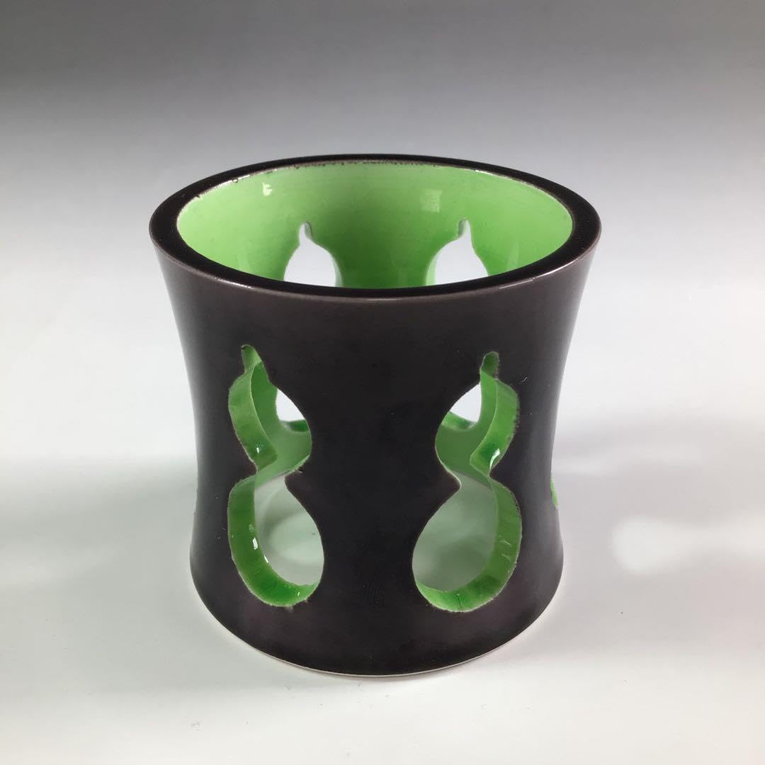 イ620 蓋置『中村翠嵐』『紫交趾立鶴 蓋置共箱』茶道具