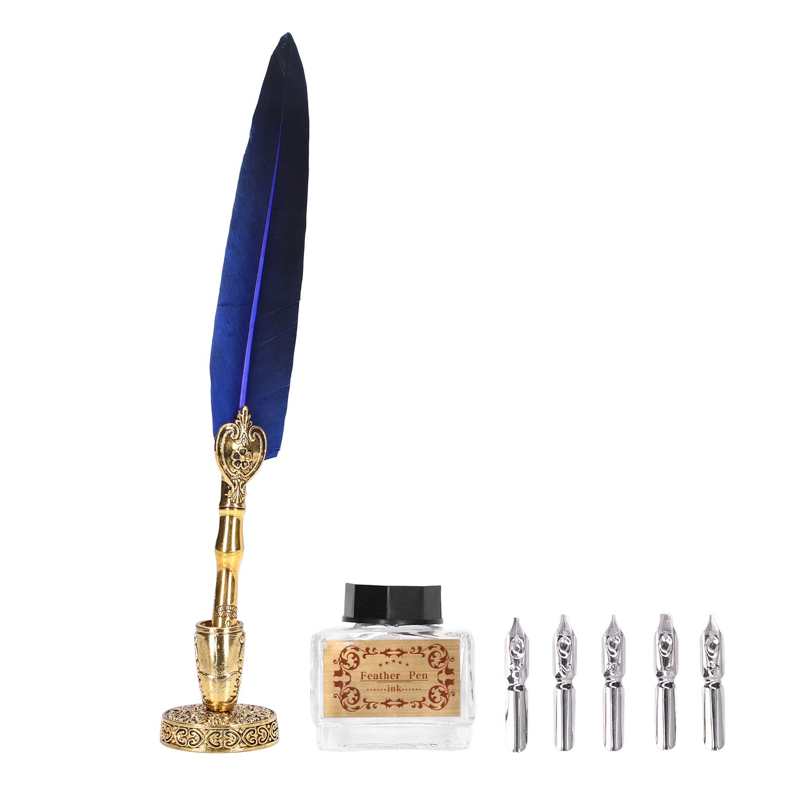 Amazon | 羽ペン、ヴィンテージのエレガントな羽ペンとインクセット耐