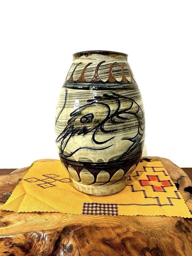 金城敏男 金城次郎 長男 魚紋 海老紋 壺 金城敏男 金城次郎 長男 魚紋