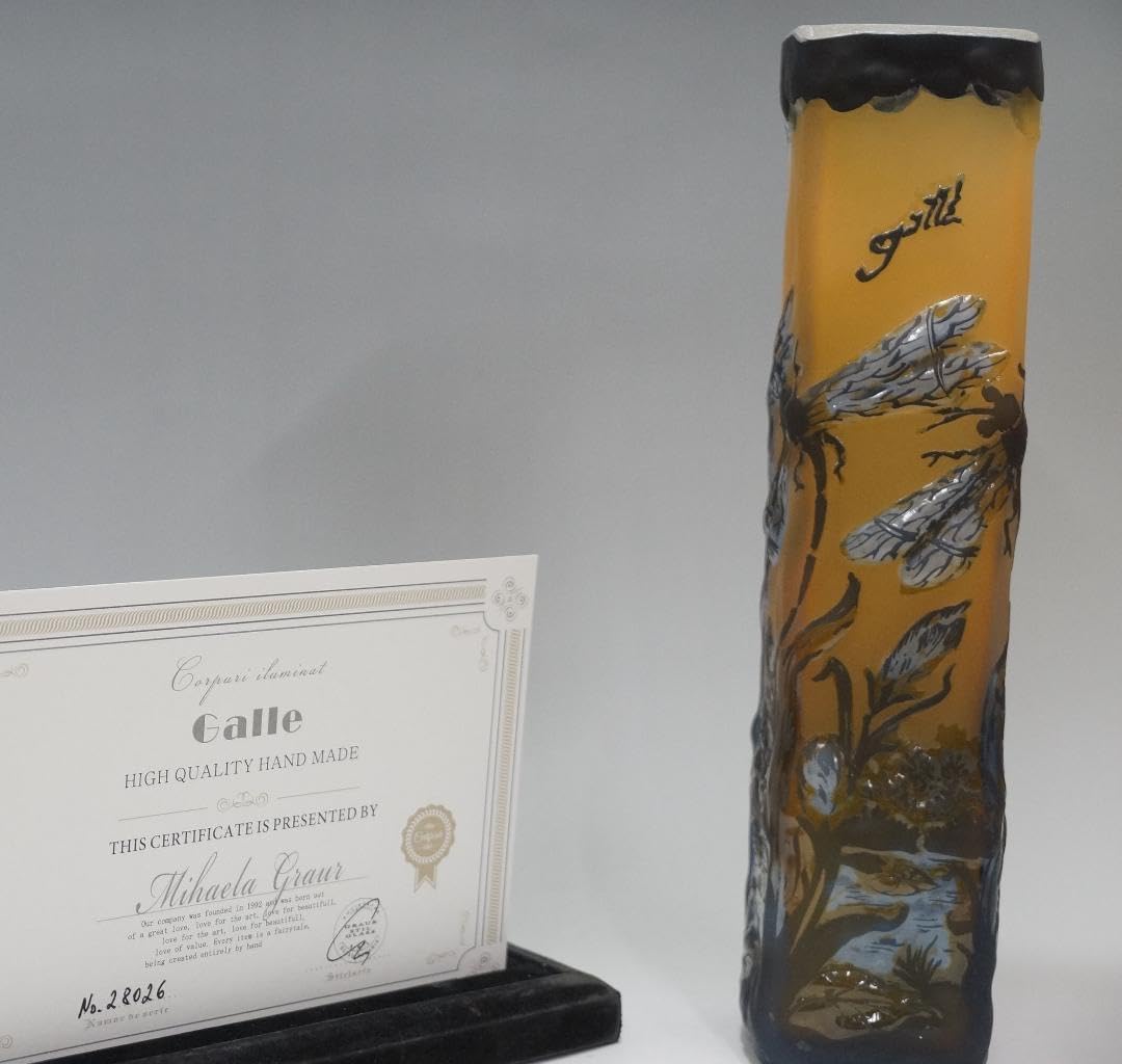 証明書】 エミール ガレ 超特大 果実紋 花器 花瓶 技法スフレ 被せガラス