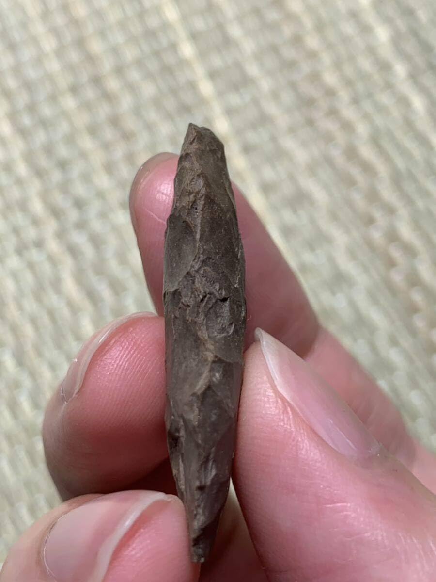 北海道の石器 尖頭器 石匙 石錐 ミニチュア石斧 計4点組 (