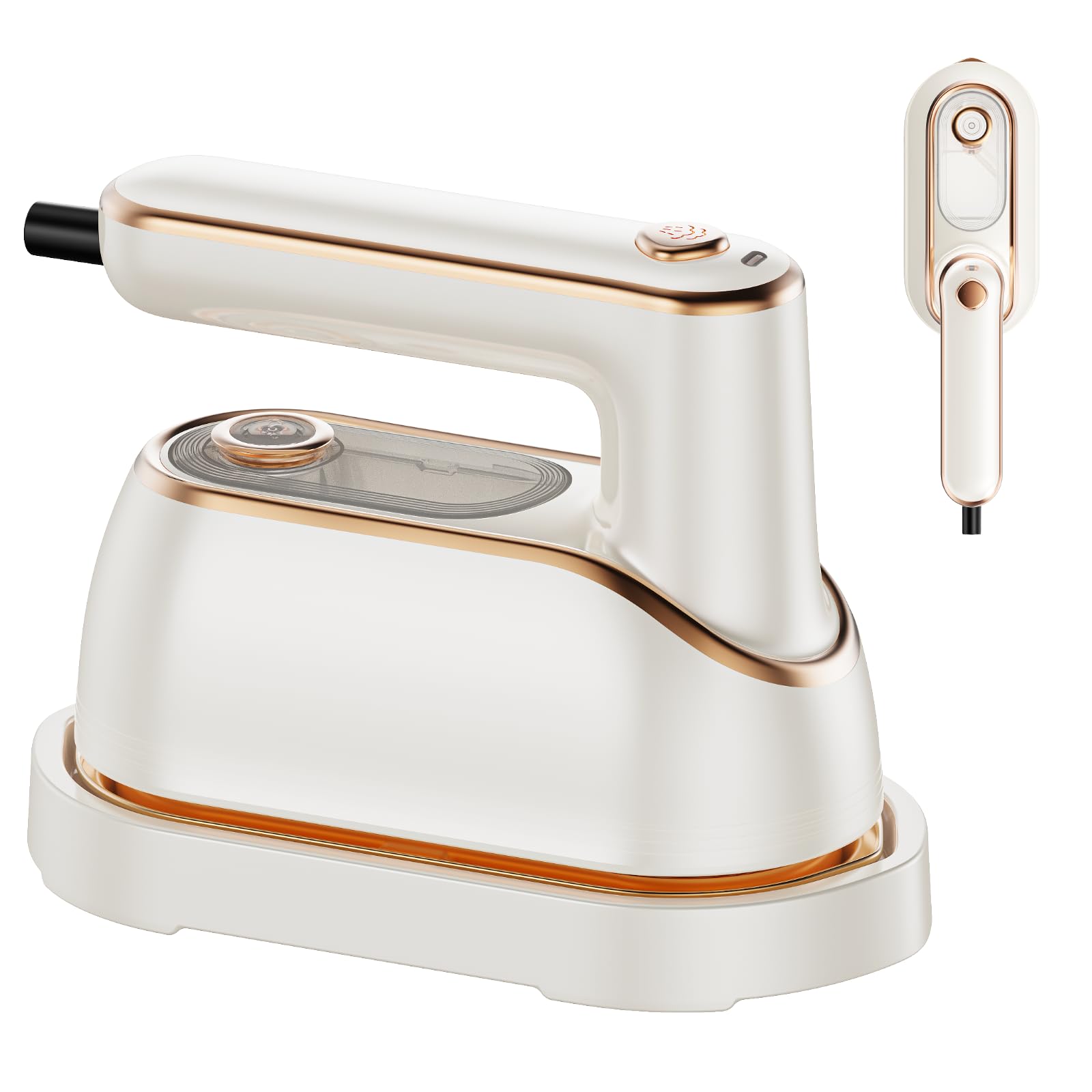 早い者勝ち❣️ 折り畳み式スチームアイロン ホワイト×ピンクゴールド