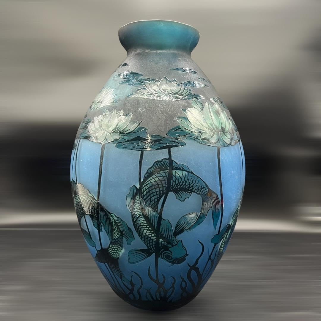 証明書付】希少エミールガレ 花瓶 高さ27.5cm 幅12cm カメオ彫り