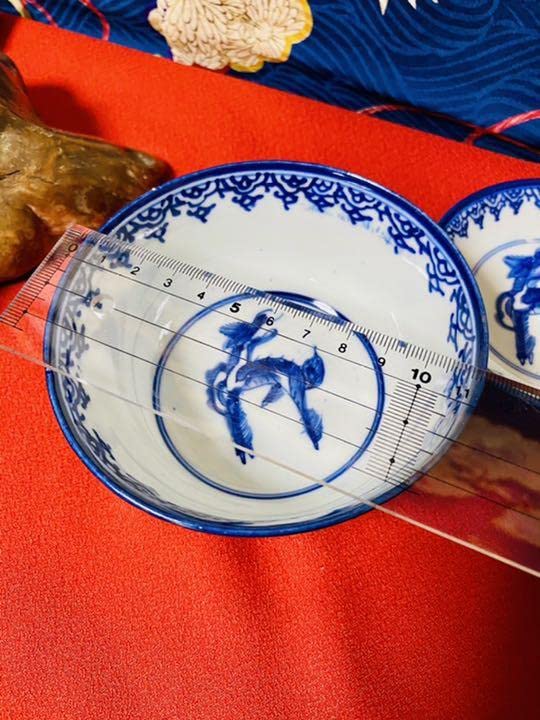 古伊万里染付瀬戸輪花流線ころ茶碗 古伊万里染付瀬戸