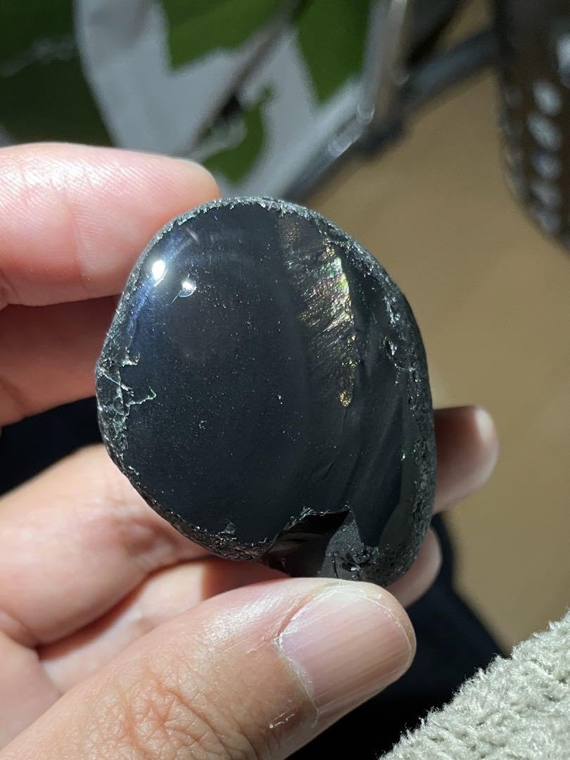 研磨品 十勝玲瓏特級品 両面磨き ゴールデンレインボーオブシディアン