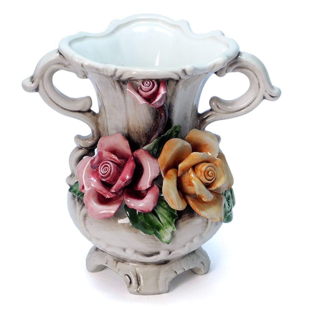 イタリア陶器両手花瓶