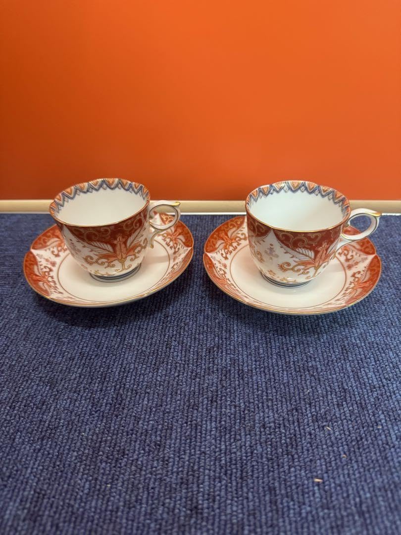 Amazon.co.jp: 1603 有田焼 賞美堂 其泉窯 赤濃金彩唐草コーヒー碗皿2